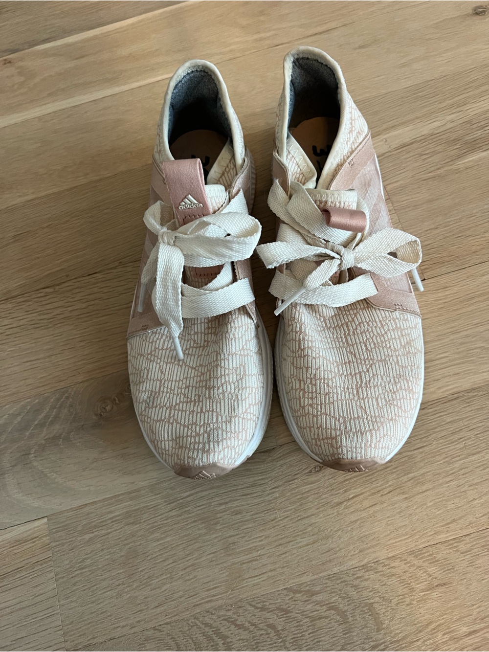 Women’s Pink Cream Knit Adidas Sneakers